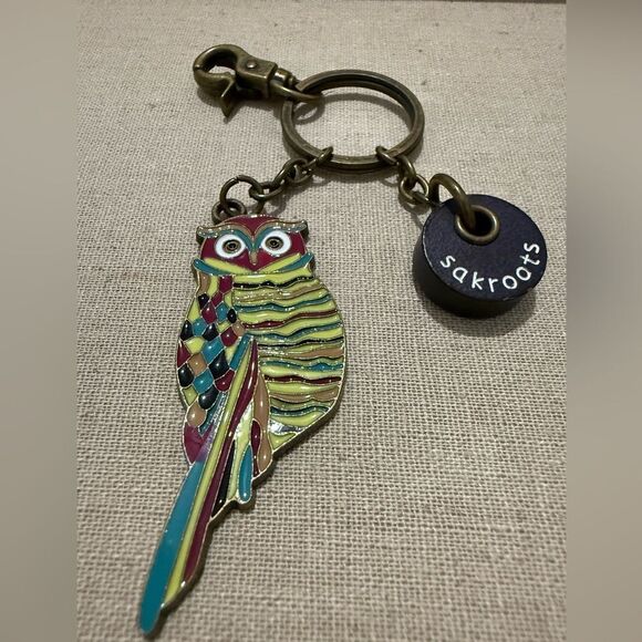 Sakroots Owl Enamel Keychain Colorful Boho Bird Pendant - Picture 8 of 17
